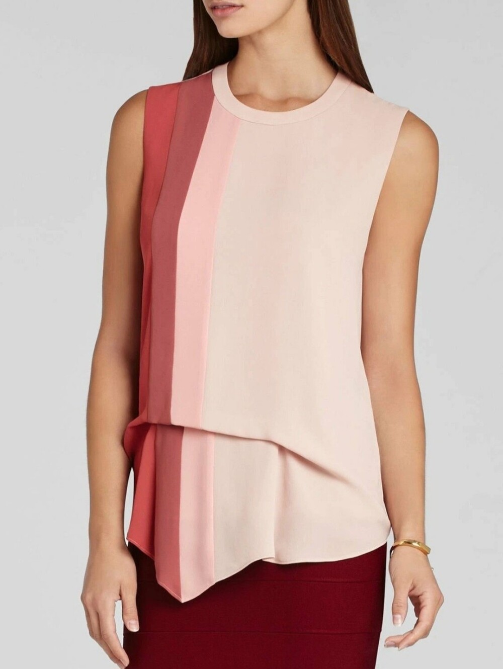 BCBGMAXAZRIA Sleeveless Drape Blouse Coral Pink Size XS NWOT‎